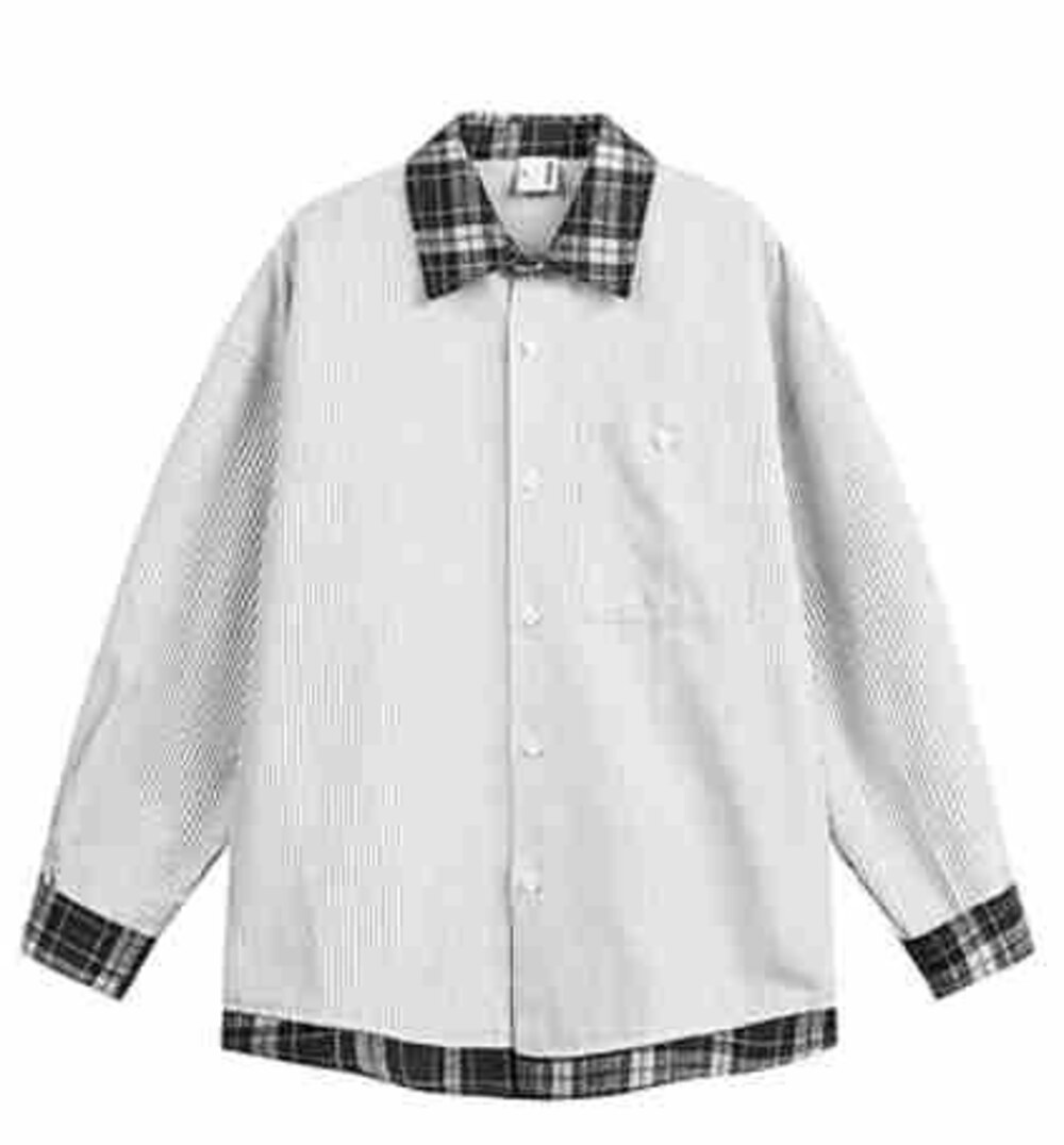 White Contrast Plaid Shirt